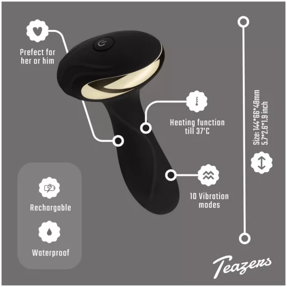 Teazers - vibratoare anal cu încălzire - silicon negru