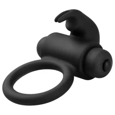 EasyToys - inel pentru penis cu vibrații - iepuraș - negru