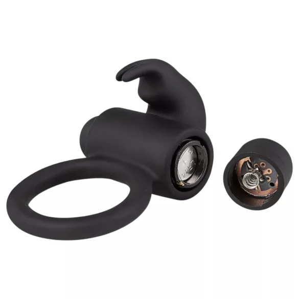 EasyToys - inel pentru penis cu vibrații - iepuraș - negru
