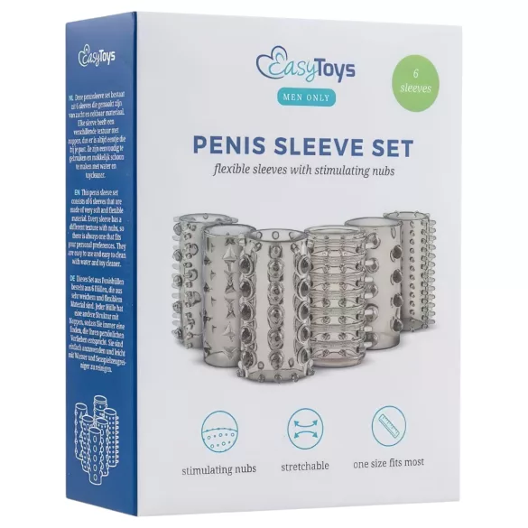 Easytoys - set de manșoane pentru penis - silicon gri (6 bucăți)