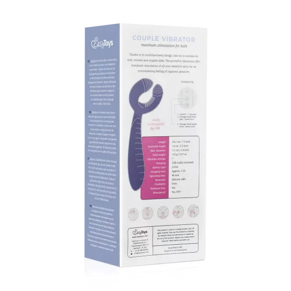 Easytoys Couple - vibrator pentru cuplu, reîncărcabil, waterproof, mov