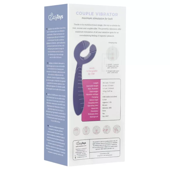 Easytoys Couple - vibrator pentru cuplu, reîncărcabil, waterproof, mov