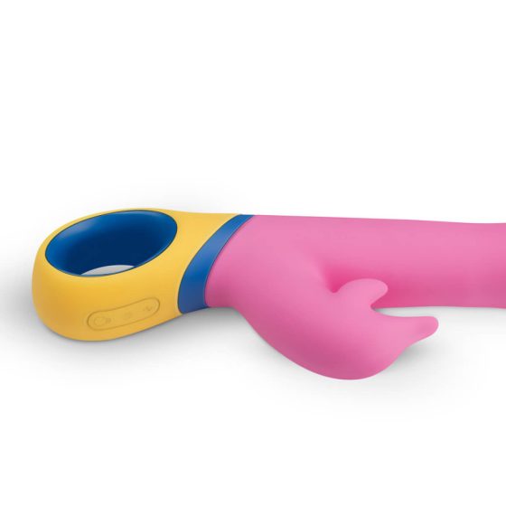 PMV20 Copy Dolphin - vibrátor pink, cu trei motoare puternice, rotirea capului, și brațul stimulator de clitoris, cu baterie reincărcabilă