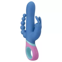   PMV20 Vice Double - vibrator rotativ triplu stimulare - silicon albastru
