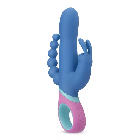 PMV20 Vice Double - vibrator rotativ triplu stimulare - silicon albastru