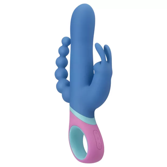 PMV20 Vice Double - vibrator rotativ triplu stimulare - silicon albastru