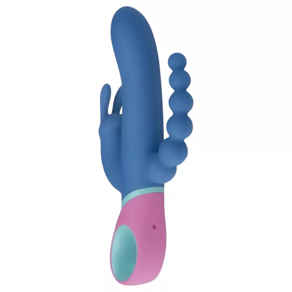 PMV20 Vice Double - vibrator rotativ triplu stimulare - silicon albastru