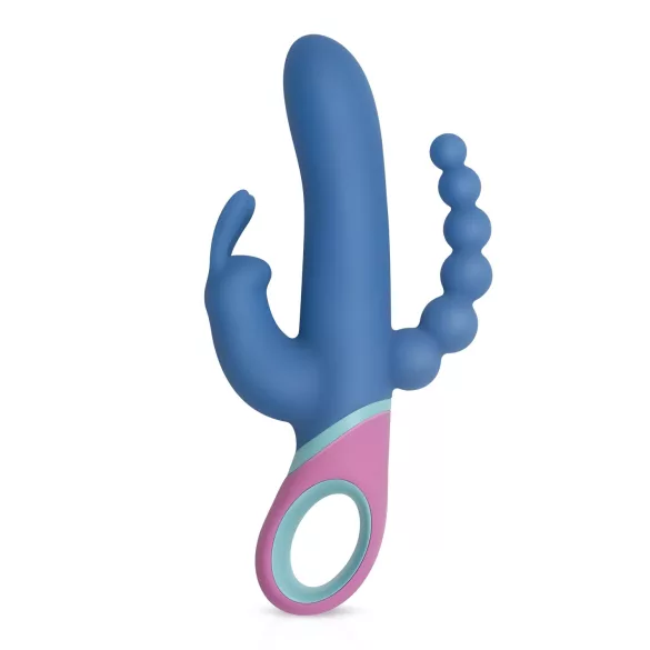 PMV20 Vice Double - vibrator rotativ triplu stimulare - silicon albastru
