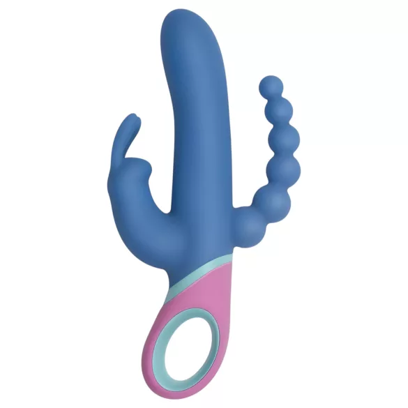 PMV20 Vice Double - vibrator rotativ triplu stimulare - silicon albastru