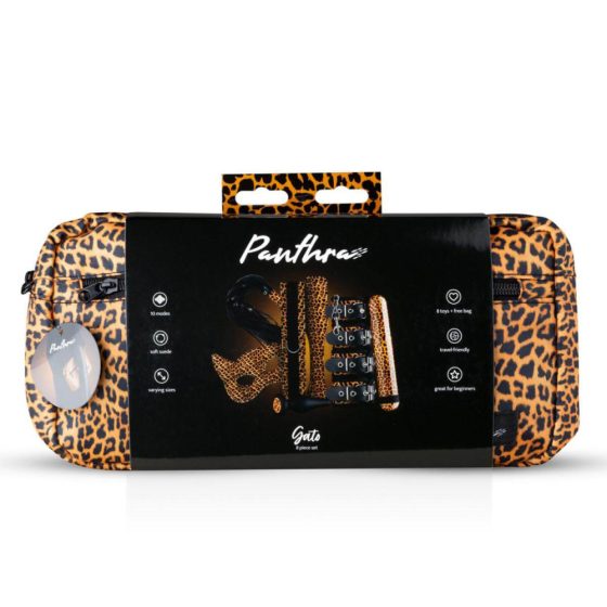 Panthra Gato - set de legare cu vibrator (8 piese) - leopard-negru