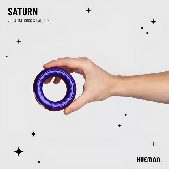 Hueman Saturn - inel pentru penis vibrator, reîncărcabil, rezistent la apă - mov