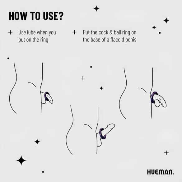 Hueman Saturn - inel pentru penis vibrator, reîncărcabil, rezistent la apă - mov