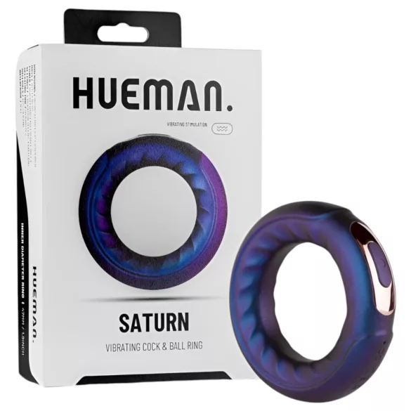 Hueman Saturn - inel pentru penis vibrator, reîncărcabil, rezistent la apă - mov