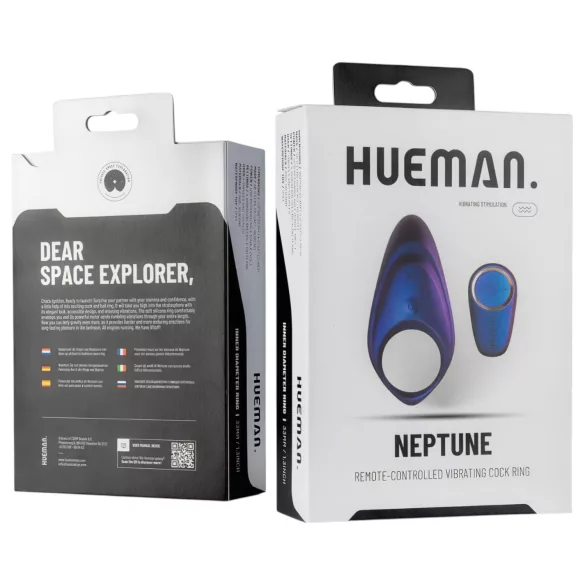 Hueman Neptune - inel pentru penis vibrator rezistent la apă - mov