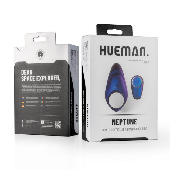 Hueman Neptune - Inel vibrational pentru penis cu baterie, impermeabil, cu radio (viu)