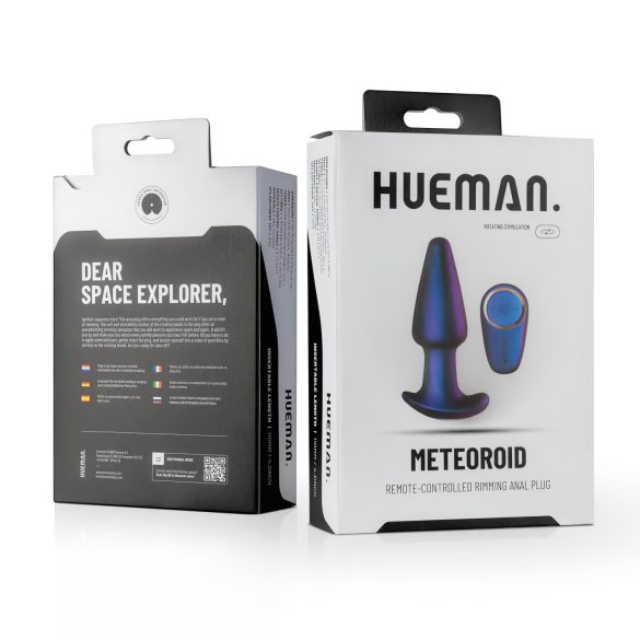 Hueman Meteoroid - vibrator anal rotativ cu bile, telecomandă - mov