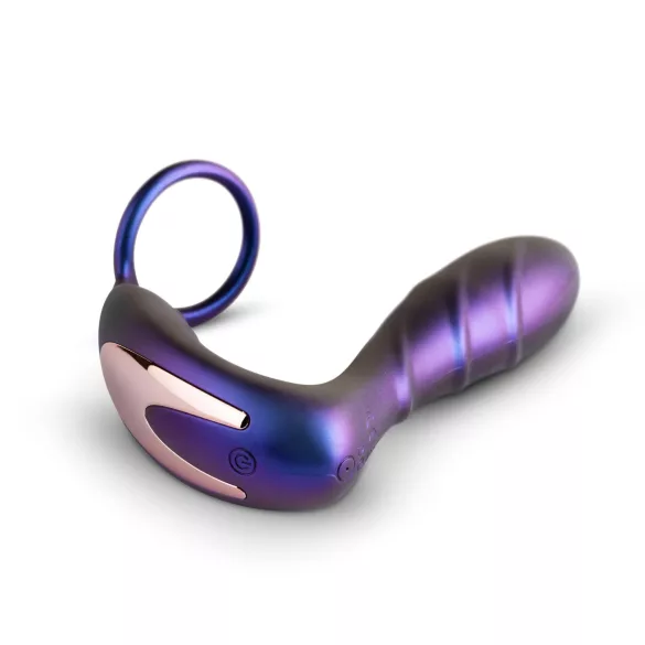 Hueman Black Hole - vibrator anal cu telecomandă și inel pentru penis - mov