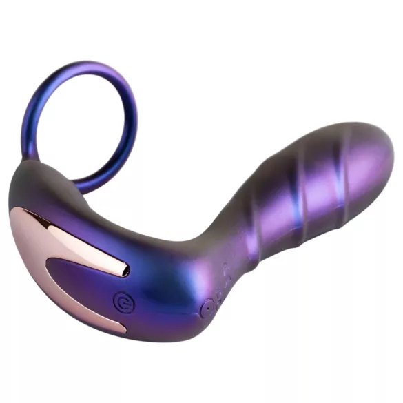 Hueman Black Hole - vibrator anal cu telecomandă și inel pentru penis (mov)