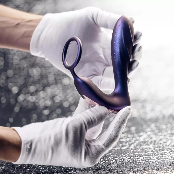 Hueman Black Hole - vibrator anal cu telecomandă și inel pentru penis - mov