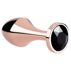 Rosy Gold - plug anal cu piatră neagră - metal rosegold