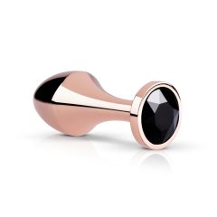 Rosy Gold Butt Plug - dildo anal cu pietre negre (rosegold)