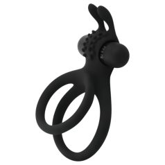   Easytoys - inel pentru penis și testicule cu vibrații - silicon negru