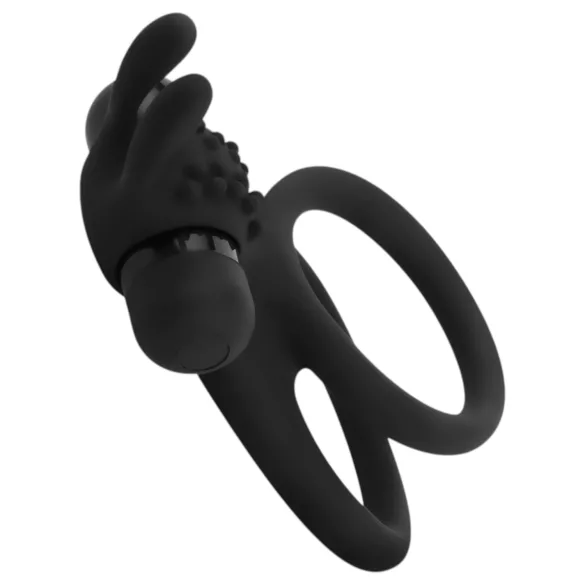 Easytoys - inel pentru penis și testicule cu vibrații - silicon negru