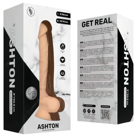 Real Fantasy Ashton - dildo realist cu testicule - 20,5 cm - culoare naturală