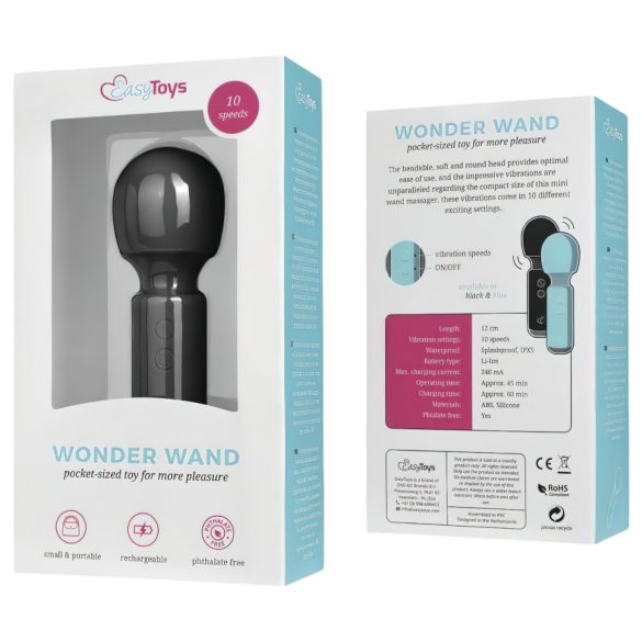 Easytoys - mini vibrator pentru masaj, reîncărcabil - negru