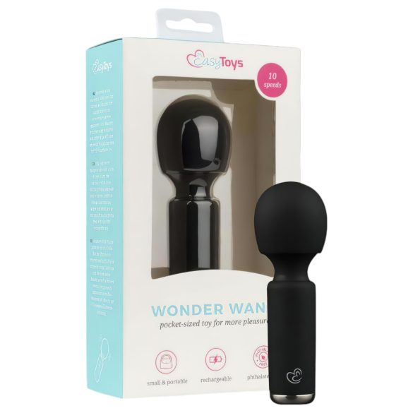 Easytoys - mini vibrator pentru masaj, reîncărcabil - negru