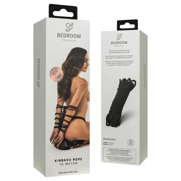 Bedroom Fantasies - frânghie pentru shibari kinbaku bondage (10 m, negru)