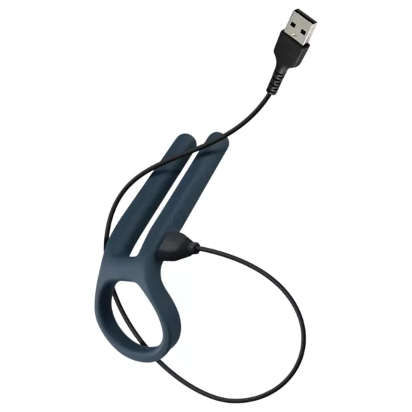 Boners - inel pentru penis și vibrator testicular reincarcabil - albastru