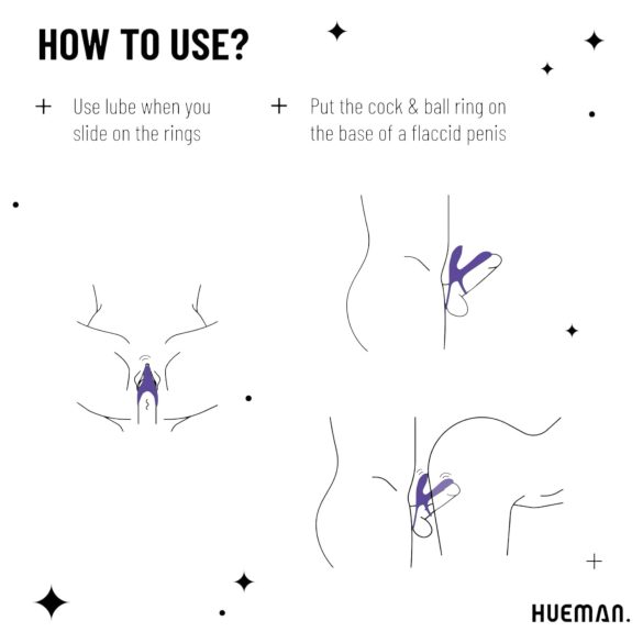 Hueman Infinity Ignite - inel vibrant pentru penis și testicule - mov