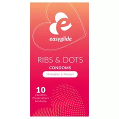   EasyGlide - Prezervative cu nervuri și puncte - latex - pachet 10 buc