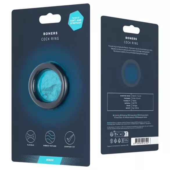 Boners Ergo - inel pentru penis silicon - gri