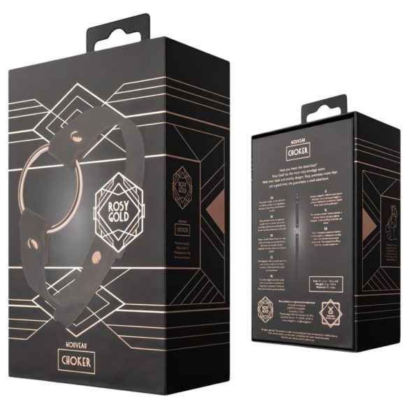 Rosy Gold - choker sexy - piele ecologică neagră-auriu roz