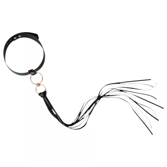 Rosy Gold - set zgardă și paddle - piele neagră