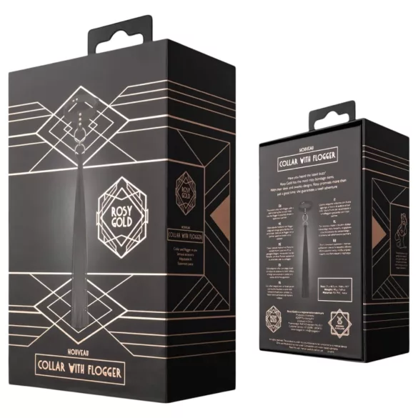 Rosy Gold - set zgardă și paddle - piele neagră