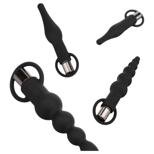 Easytoys - set vibrator anal cu acumulator - 4 piese - negru