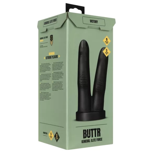 BUTTR - dildo anal dublu pentru degete - silicon negru
