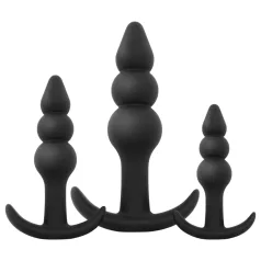 EasyToys - set plug anal cu bile - 3 piese - negru