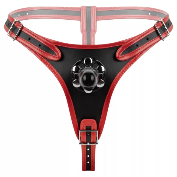 Easytoys - chiloți cu dildo triplu strap-on - negru