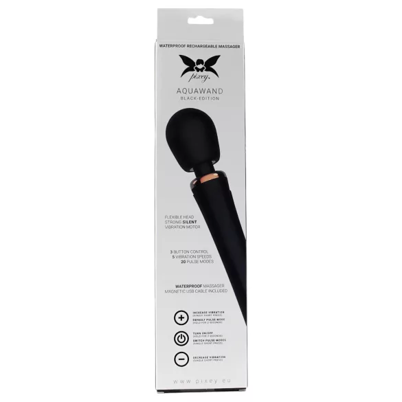 Pixey Aquawand - vibrator de masaj rezistent la apă (negru)