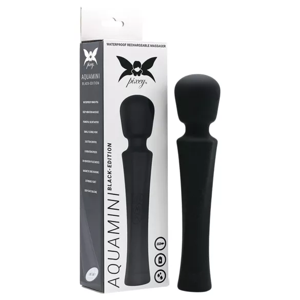 Pixey Aquamini - mini vibrator tip baghetă (negru)