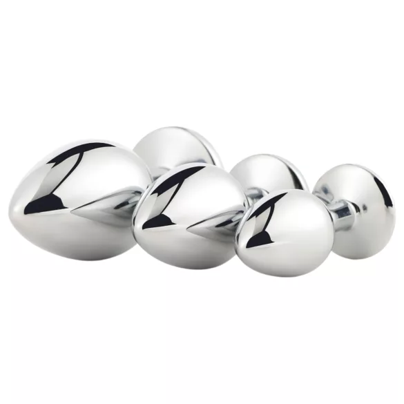 Gleaming Love - set de dopuri anale (argintiu, 3 piese)