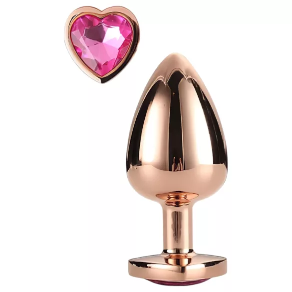 Gleaming Love - dop anal aluminiu cu piatră inimă - roz auriu