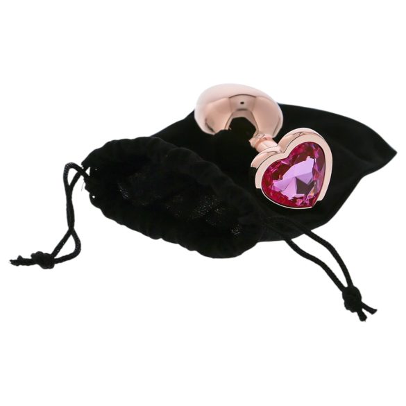 Dragoste Strălucitoare - dop din aluminiu cu piatră în formă de inimă - M (aur roz)