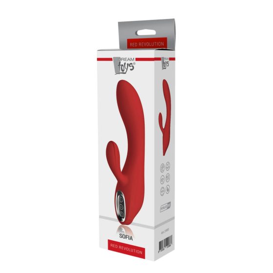 Red Revolution Sofia - vibrator cu clitoris și baterie incorporată (roșu)