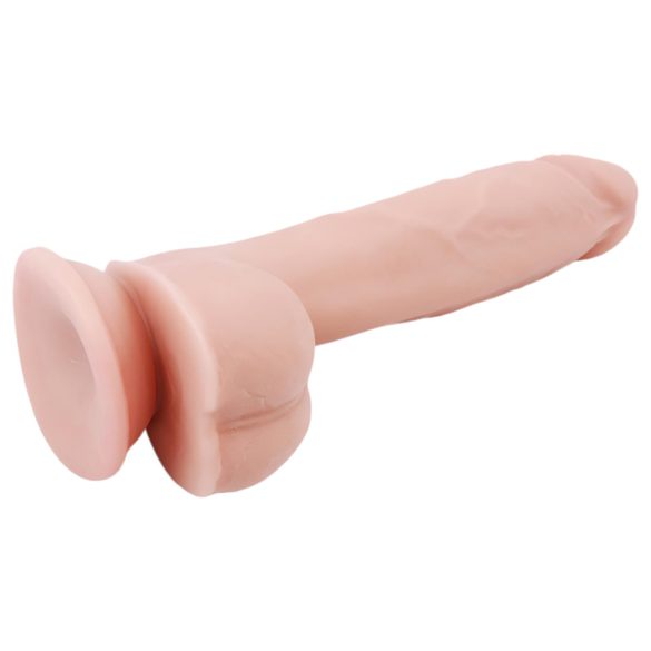 Mr. Dixx 7.6 - dildo cu ventuză și testicule - culoare natur, 19,5cm
