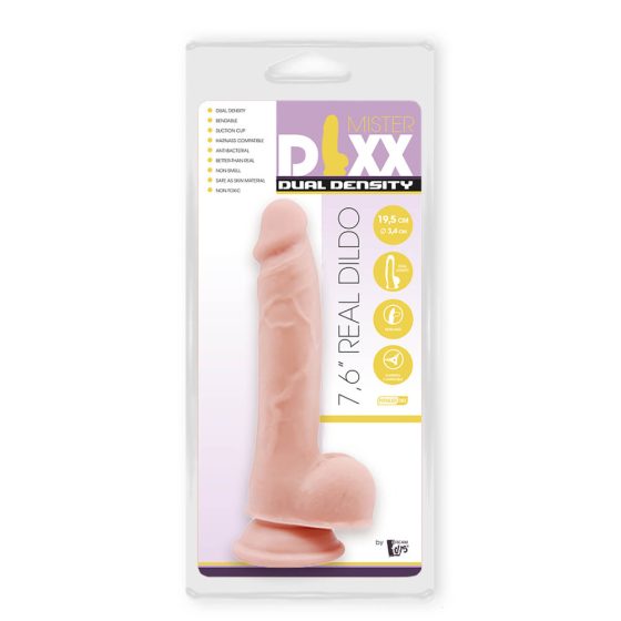 Mr. Dixx 7.6 - dildo cu ventuză și testicule - natural (19,5cm)
